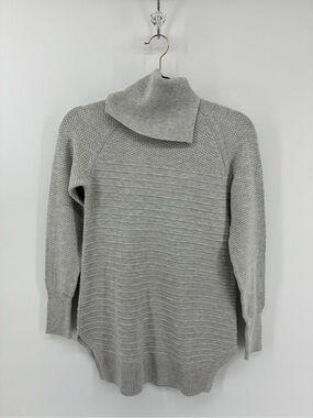 RW&CO. Light Gray 5% Wool Blend Ribbed Turtleneck Sweater
